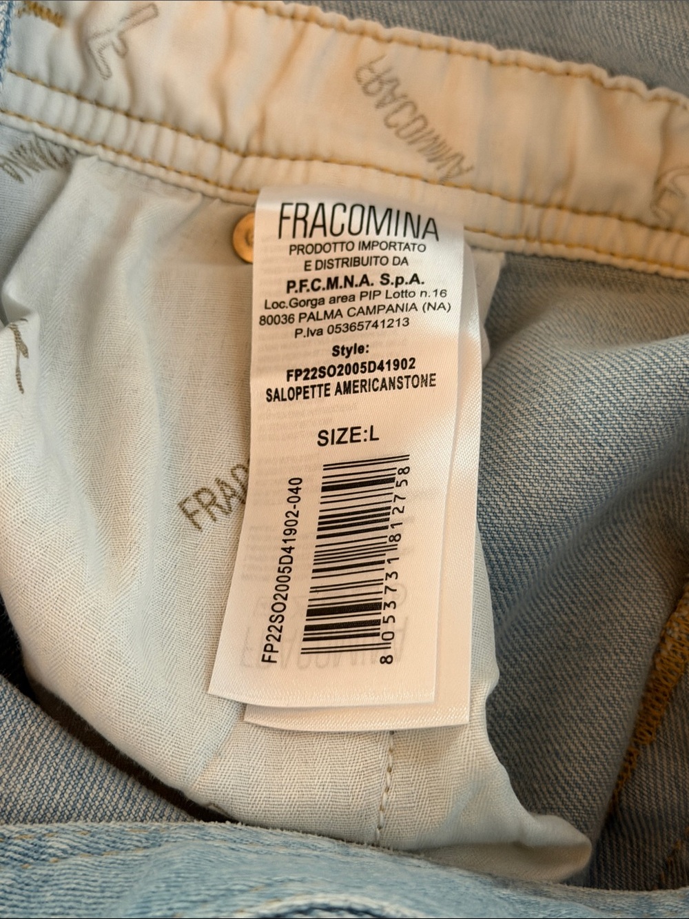 Fracomina Light Wash Distressed Denim Overalls with Heavy Rip & Rhinestones - Picture 10 of 14